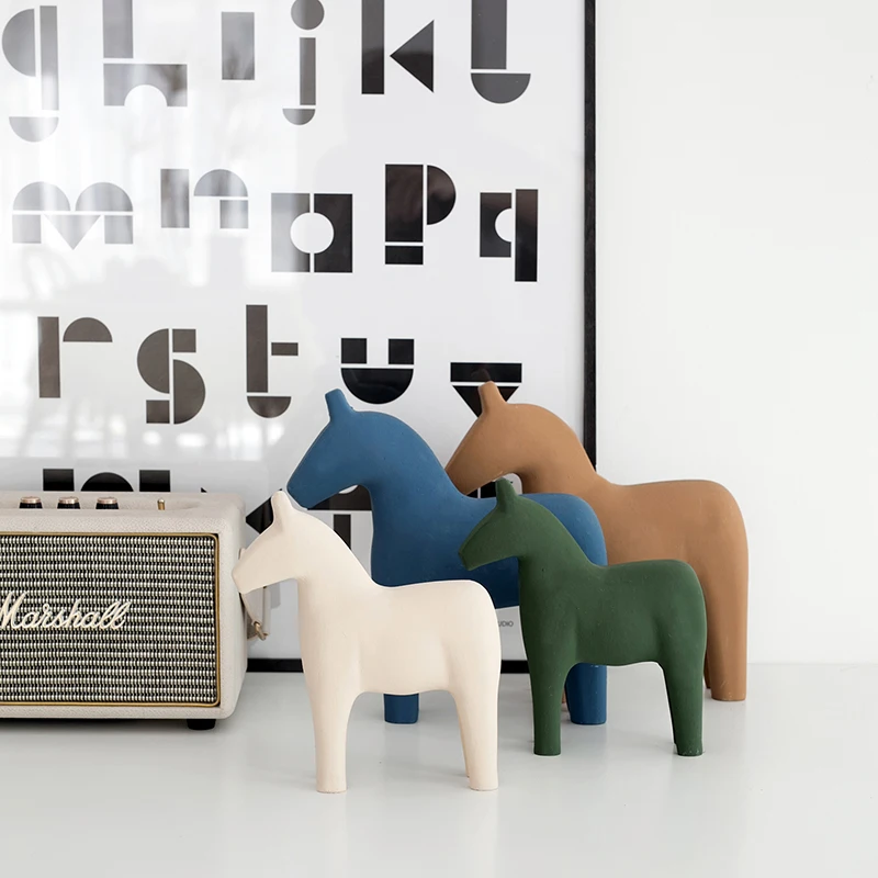 Baby Nursery Office - Nordic Wooden Horse Ornaments Morandi Home