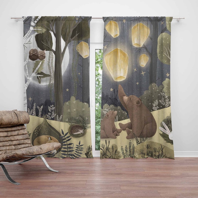 Baby Nursery Office - Woodland Nursery Curtains Animal Bear Kids