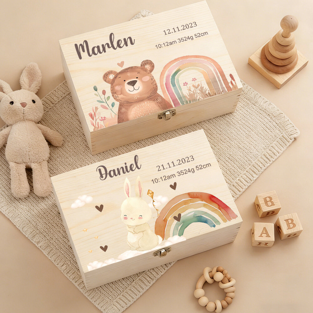 Personalized Baby Wooden Memor - Baby Keepsake Box 评论和价格