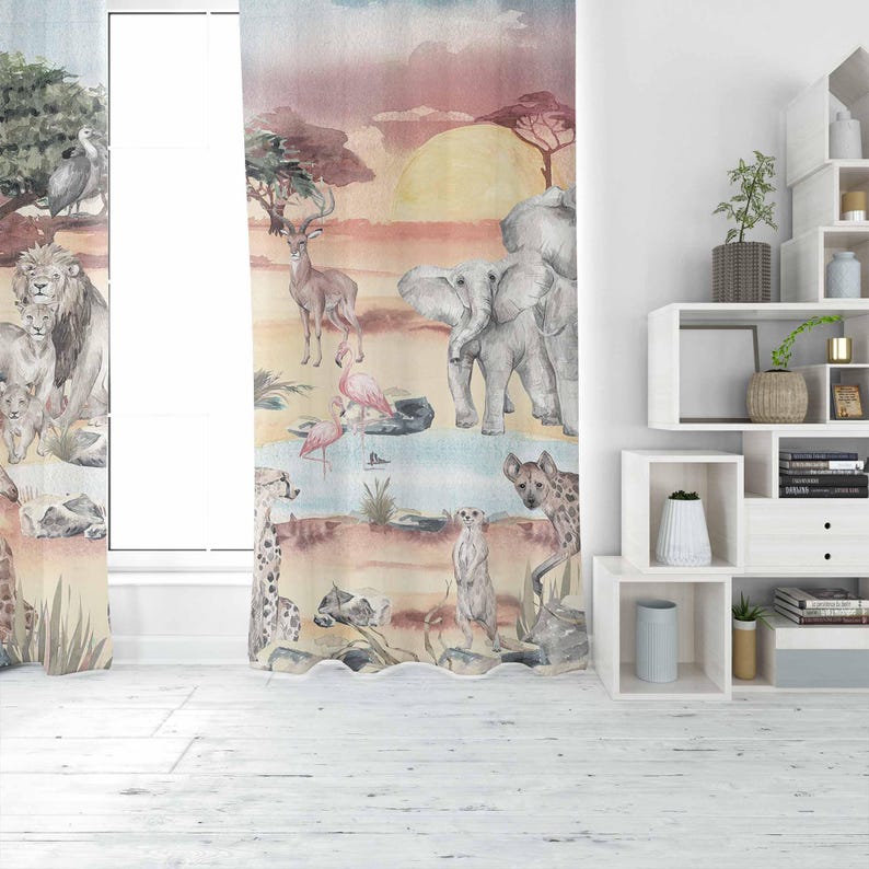 Safari Animals Curtain Kids Be - Baby Nursery Office 评论和价格