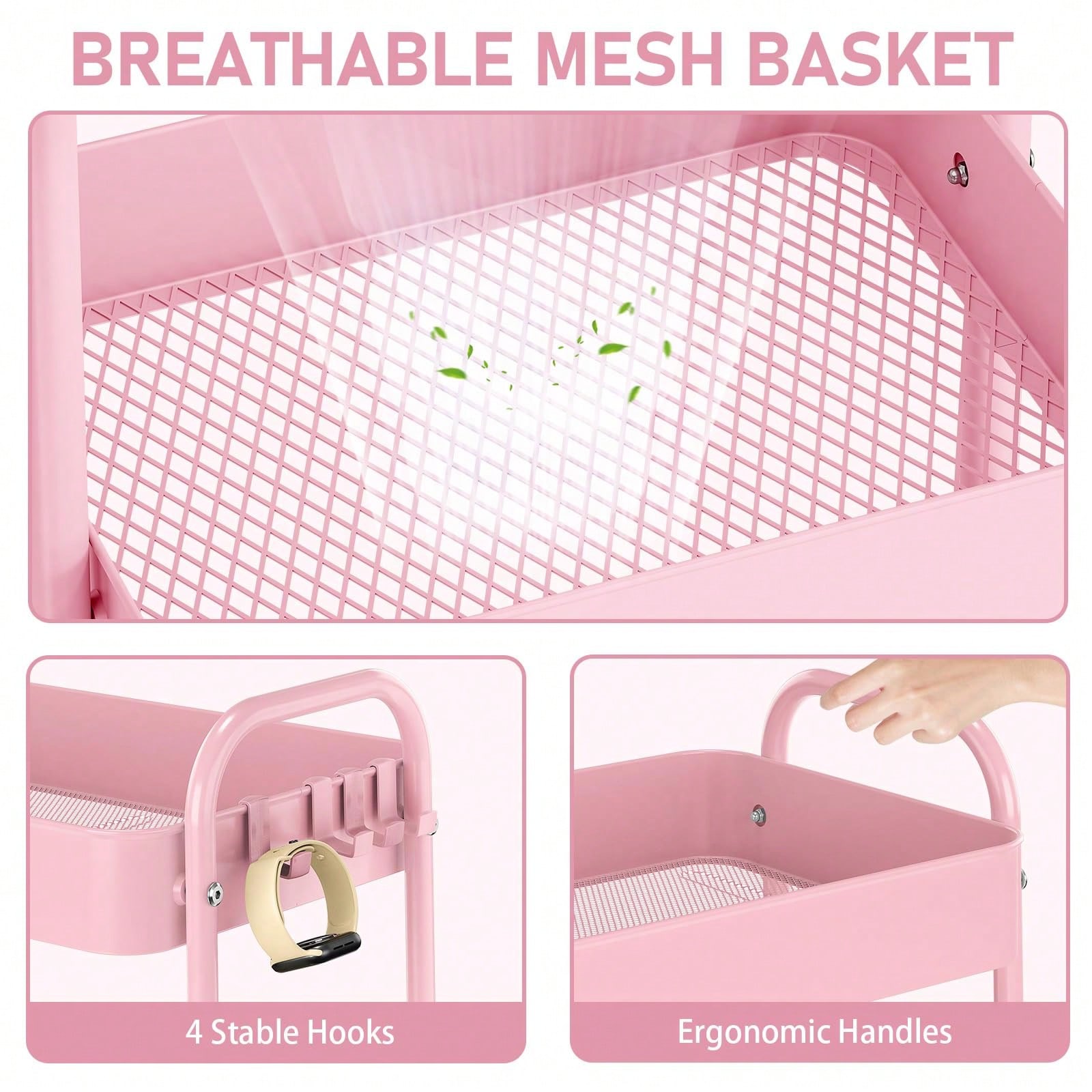 3 Tier Metal Rolling Cart With - Baby Nursery Office 评论和价格