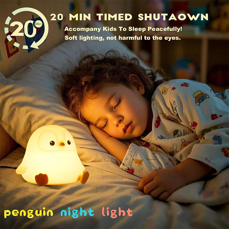 Cute Penguin Night Light Silic - Baby Nursery Table Lamp 评论和价格