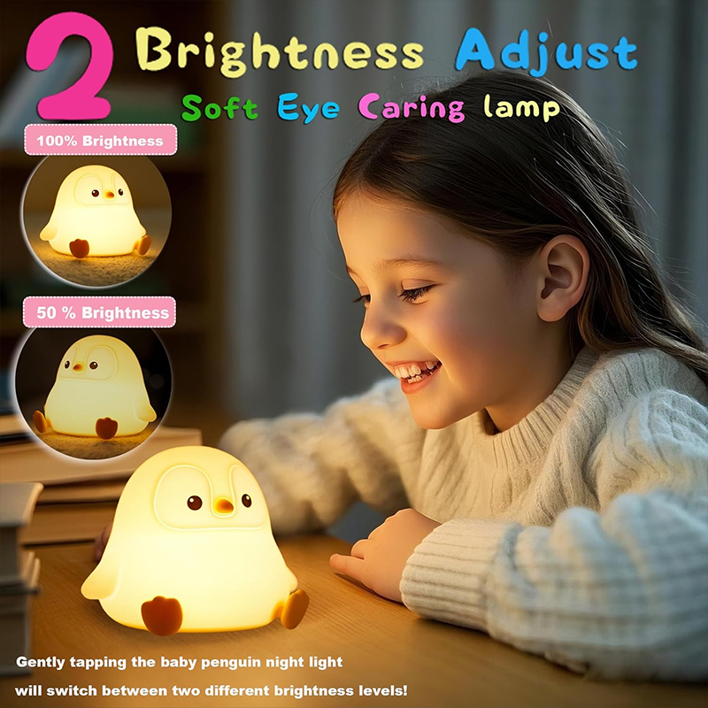 Cute Penguin Night Light Silic - Baby Nursery Table Lamp 评论和价格