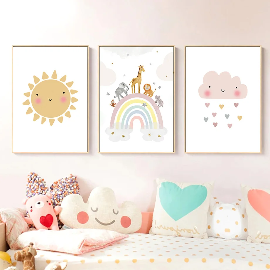 Giraffe Elephant Hot Balloon S - Baby Nursery Decor Girl 评论和价格