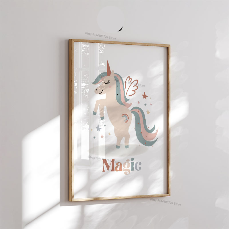 Cartoon Girl Princess Unicorn  - Baby Nursery Decor Girl 评论和价格