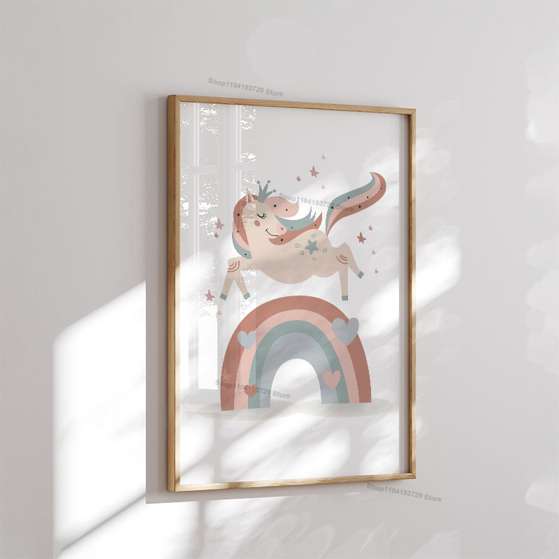 Cartoon Girl Princess Unicorn  - Baby Nursery Decor Girl 评论和价格