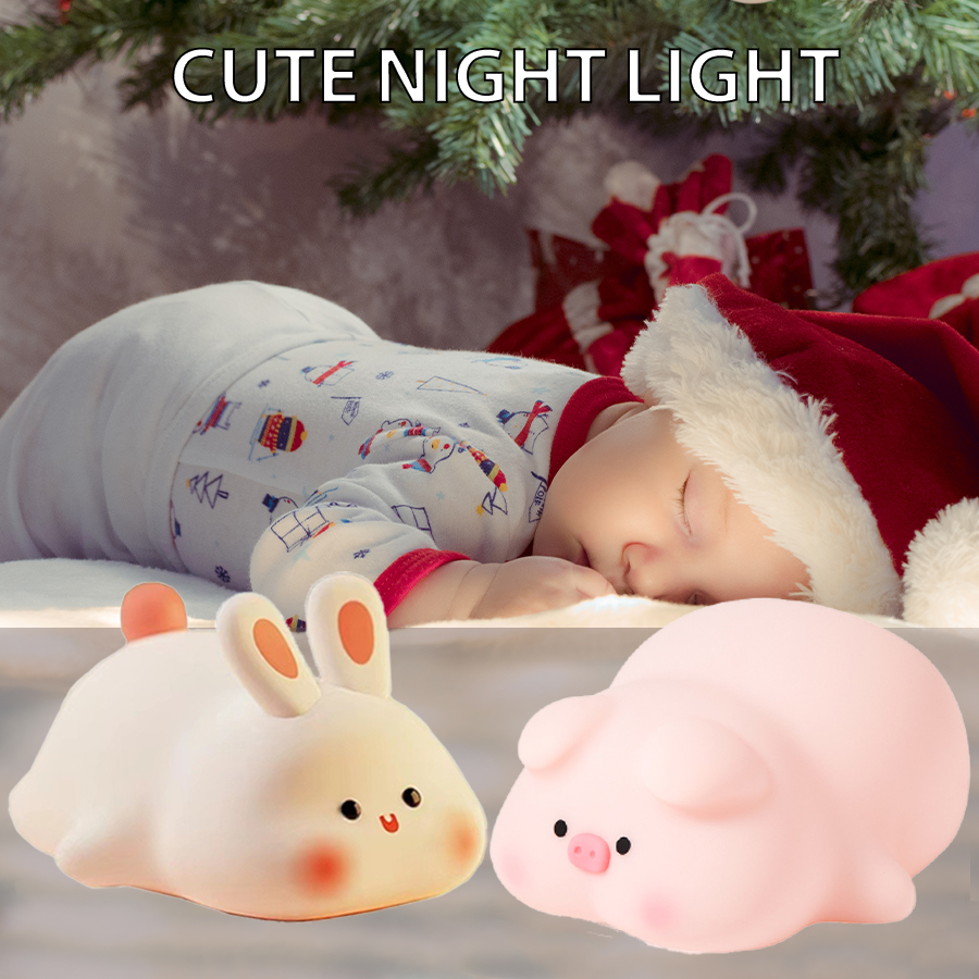 Piggy Bunny Night Light Led Ta - Baby Nursery Table Lamp 评论和价格