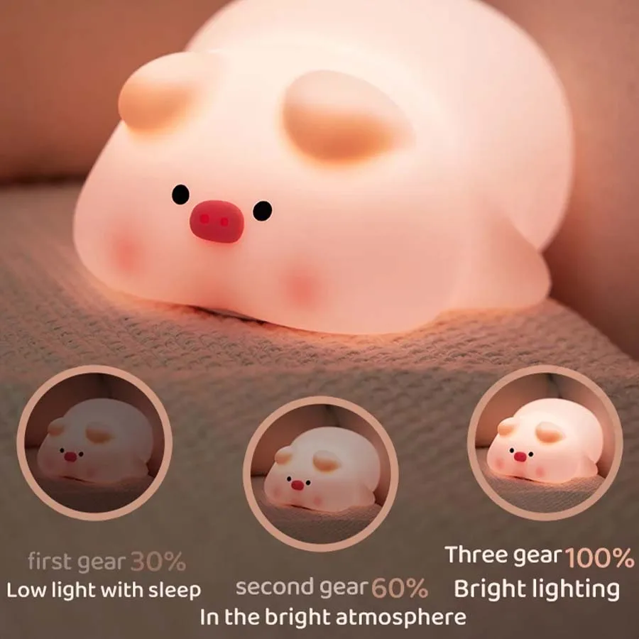 Piggy Bunny Night Light Led Ta - Baby Nursery Table Lamp 评论和价格
