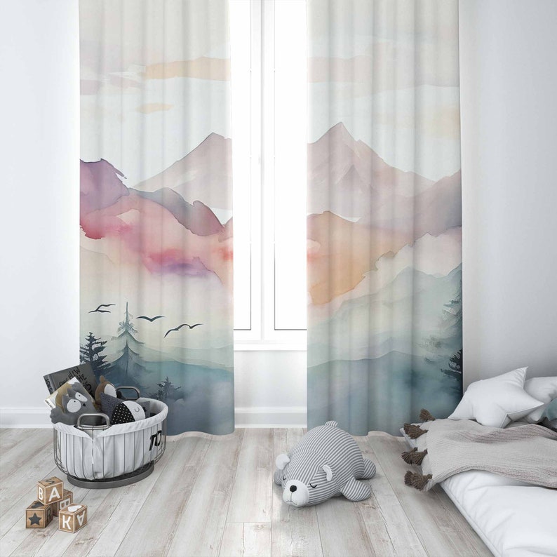 Mountain Forest Nursery Curtai - Baby Nursery Office 评论和价格
