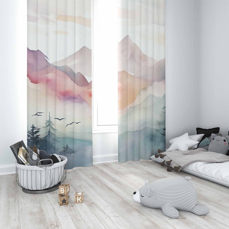 Mountain Forest Nursery Curtai - Baby Nursery Office 评论和价格