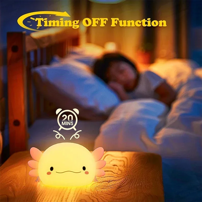 Cute Axolotl Night Light Silic - Baby Nursery Table Lamp 评论和价格