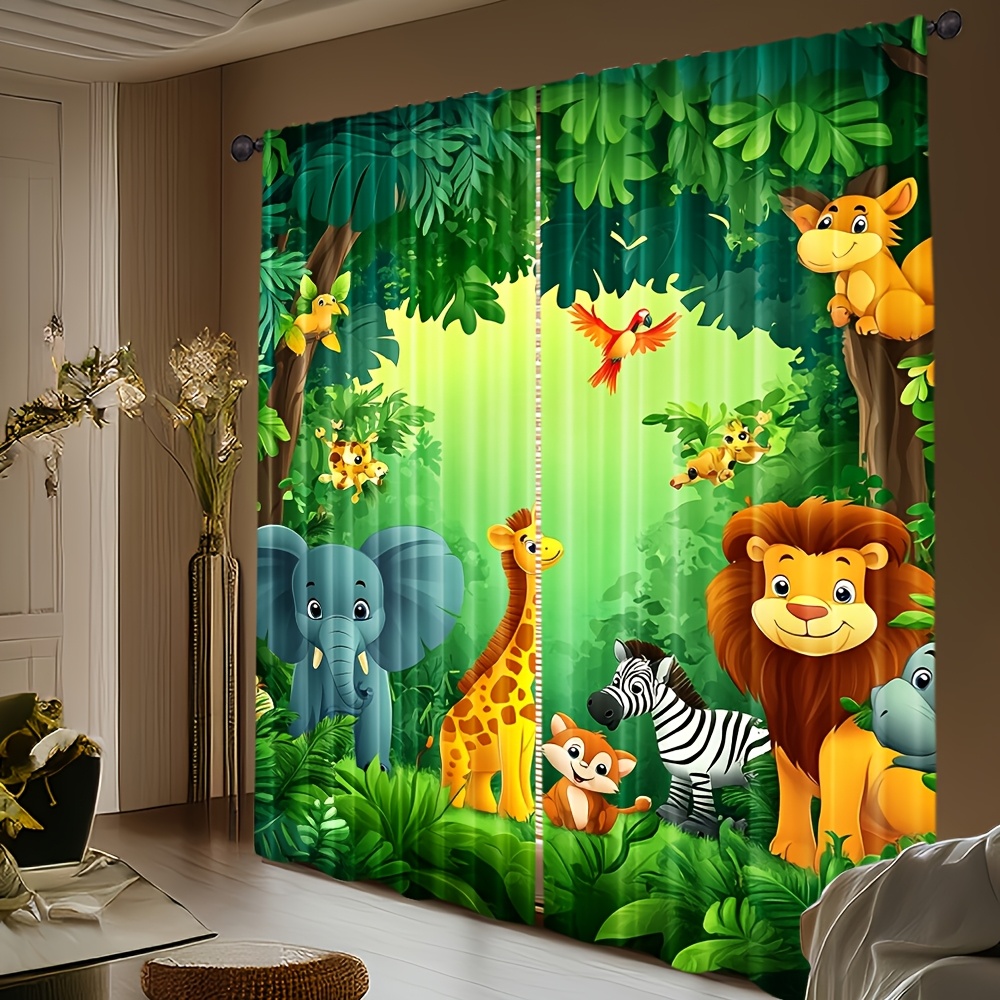 2pcs Cartoon Animal Curtains J - Baby Nursery Office 评论和价格