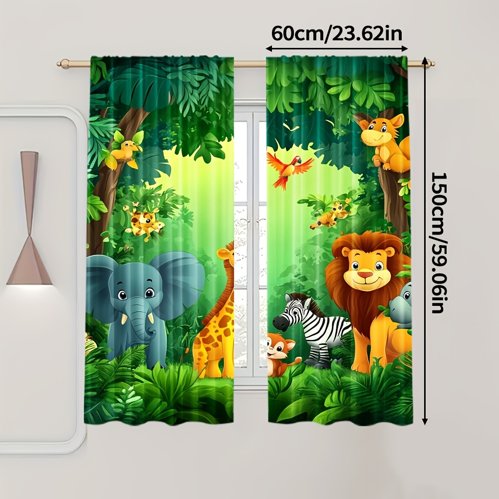 2pcs Cartoon Animal Curtains J - Baby Nursery Office 评论和价格