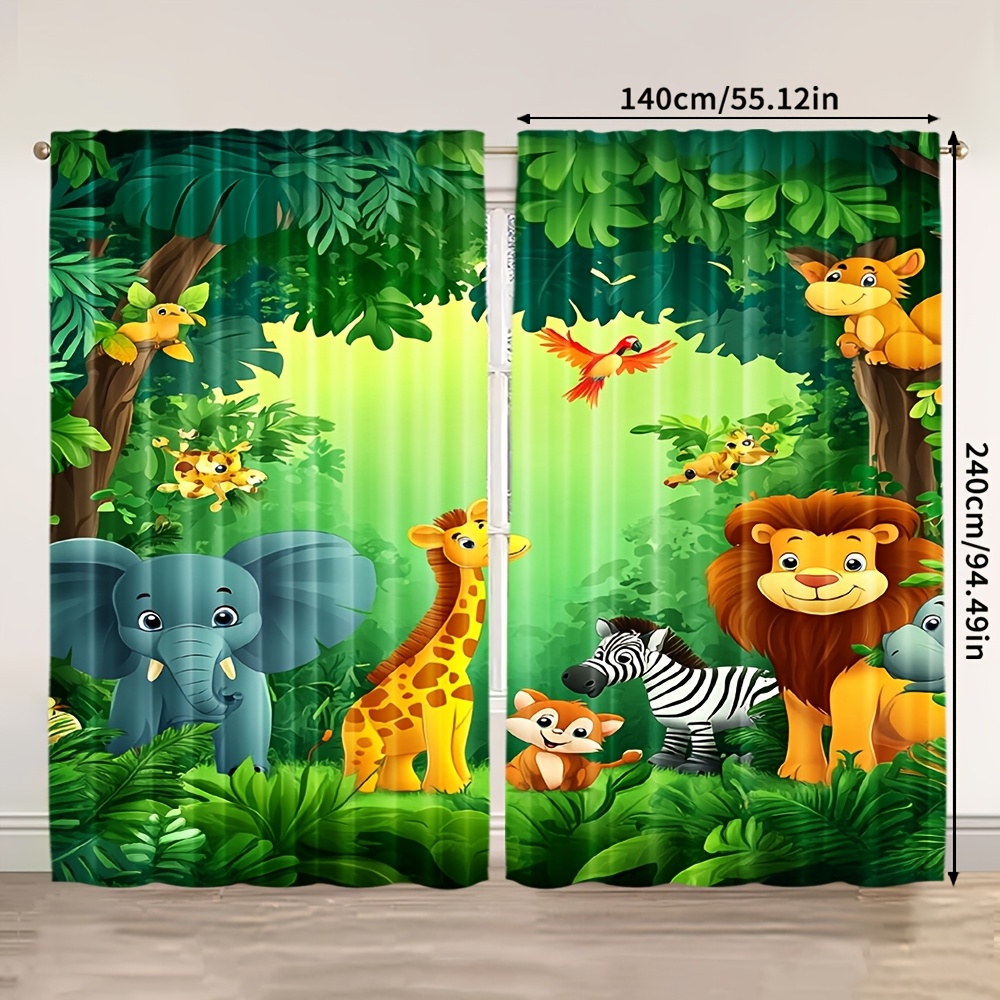 2pcs Cartoon Animal Curtains J - Baby Nursery Office 评论和价格