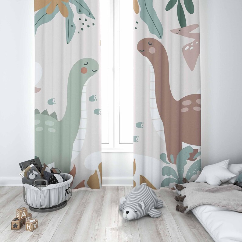 Dinosaur Nursery Curtains Dino - Baby Nursery Office 评论和价格