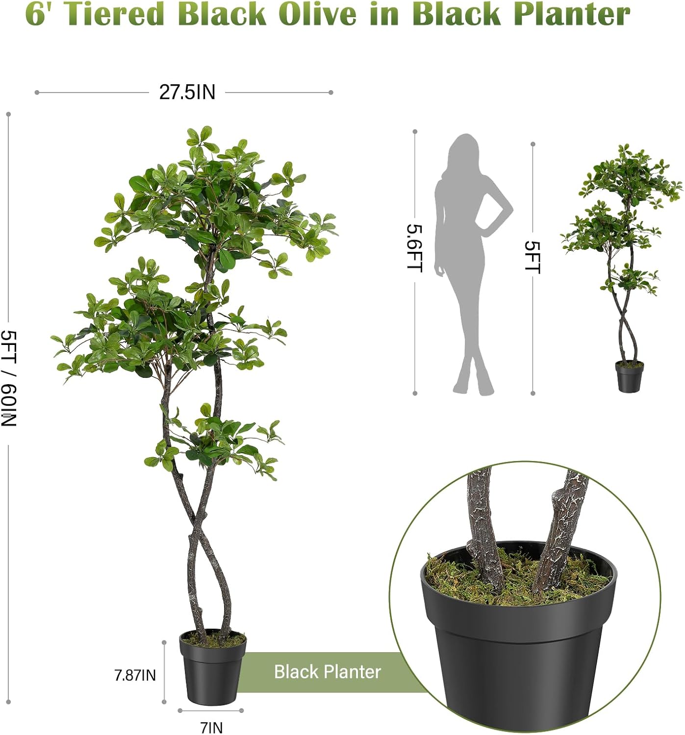 Artificial Plants Indoor, 5/6  - Baby Nursery Office 评论和价格