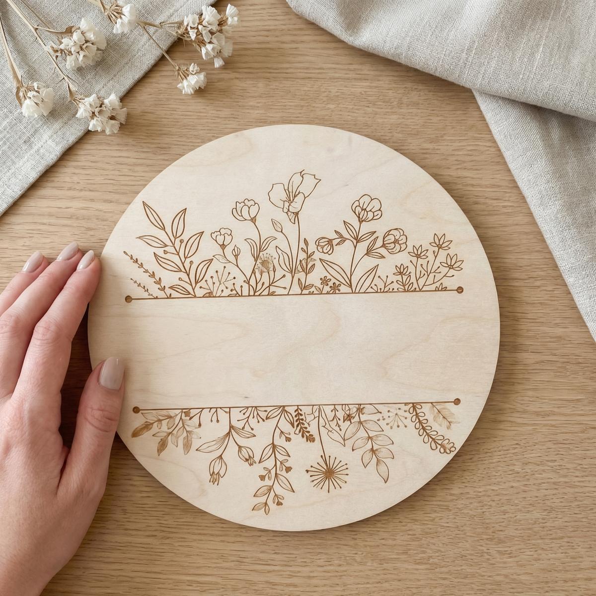 Personalized Floral Round Wood - Baby Nursery In 评论和价格