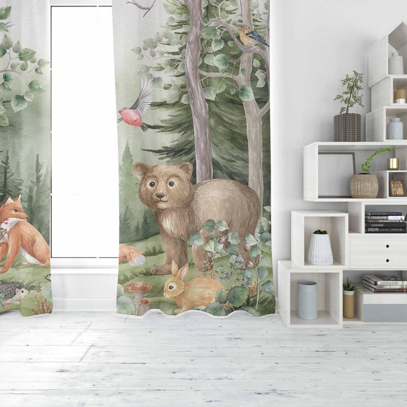Woodland Animals Curtains Kids - Baby Nursery Office 评论和价格