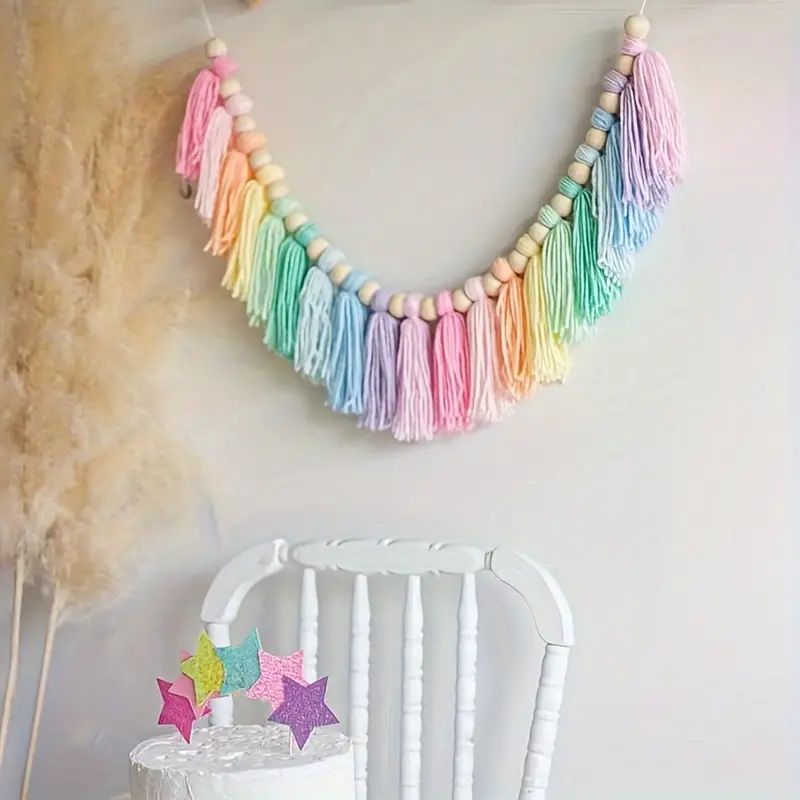 1pc Boho Colorful Rainbow Tass - Baby Nursery Decor Girl 评论和价格
