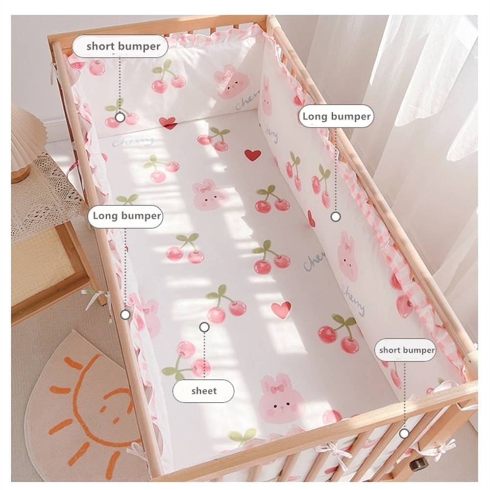 5Pcs Crib Bedding Set Girl Bab - Baby Nursery Decor Girl 评论和价格