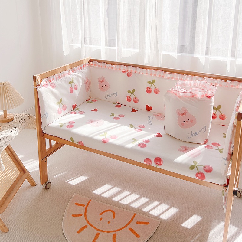 5Pcs Crib Bedding Set Girl Bab - Baby Nursery Decor Girl 评论和价格