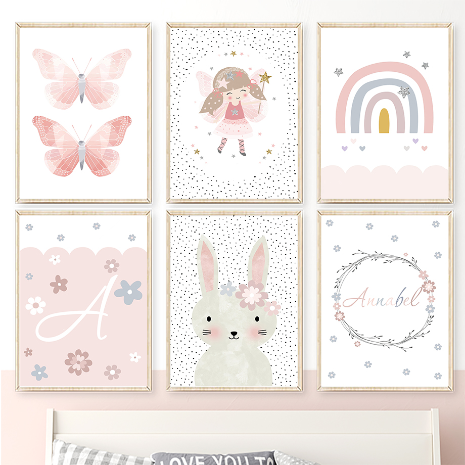 Cute Girl Rabbit Flower Butter - Baby Nursery Girl Room 评论和价格