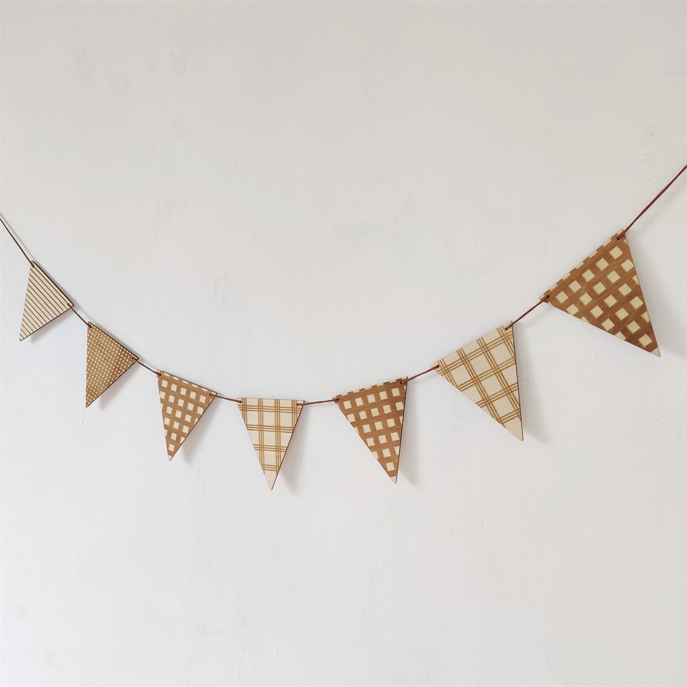 Nordic Wooden Triangle Flag Wa - Baby Nursery Hanging Decor 评论和价格