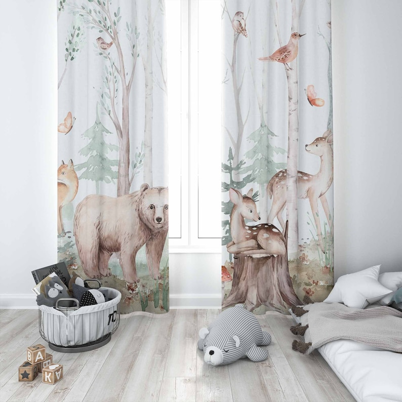 Forest Animals Curtains Kids N - Baby Nursery Office 评论和价格