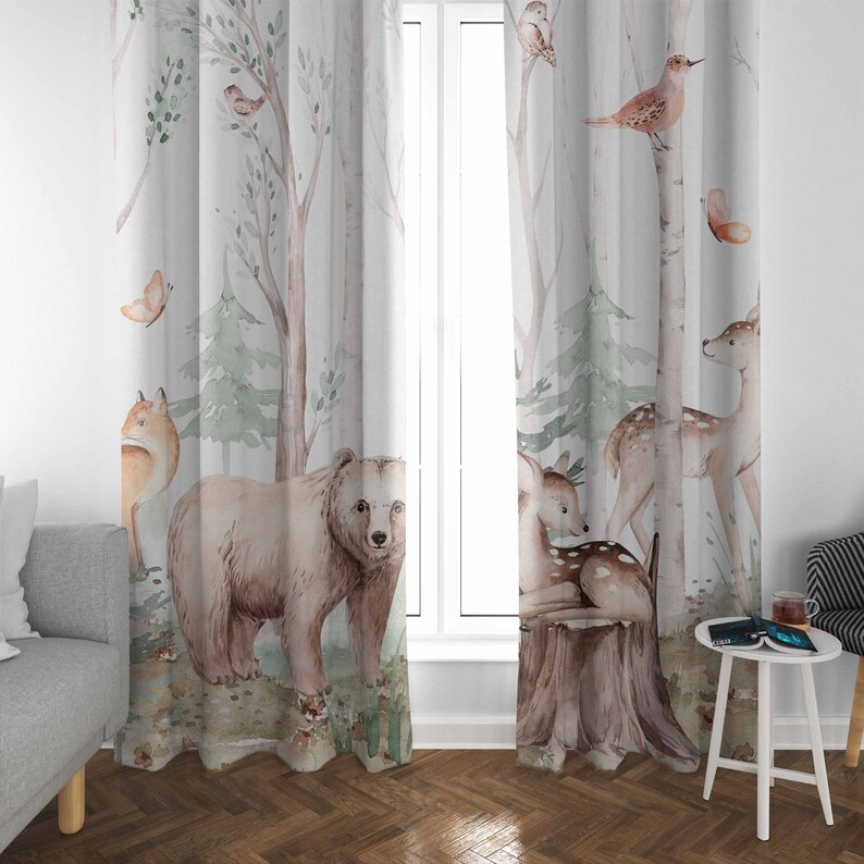 Forest Animals Curtains Kids N - Baby Nursery Office 评论和价格