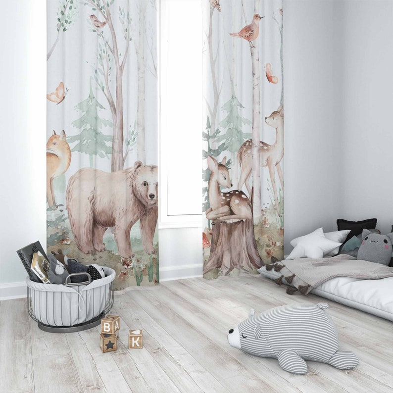 Forest Animals Curtains Kids N - Baby Nursery Office 评论和价格